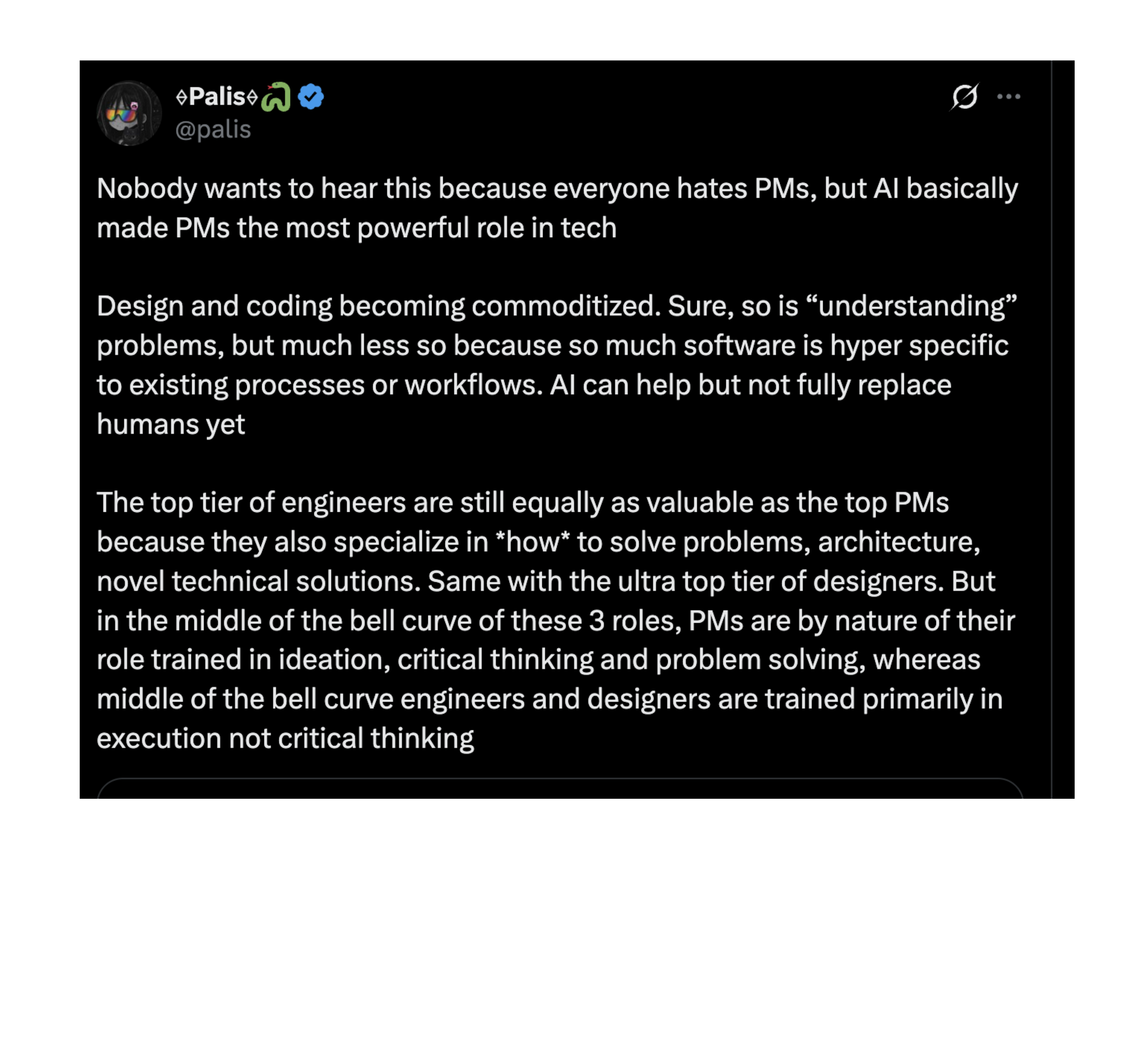 Tweet: AI made PMs the most powerful role in tech